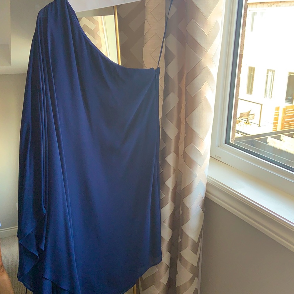 Halston dress one sleeved Grecian style